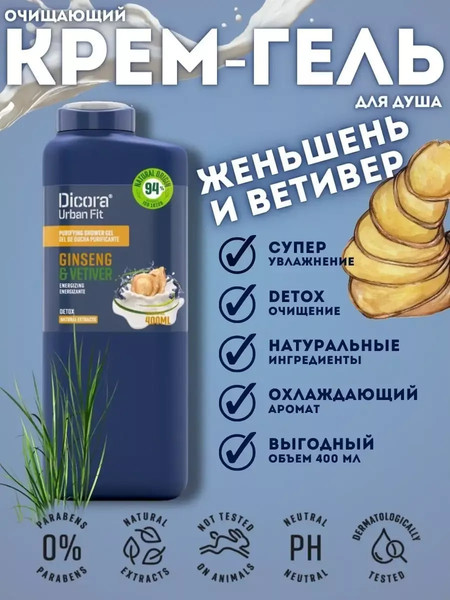 Гель для душа Dicora Vetiver & Ginseng Energy (400мл) — фото 6
