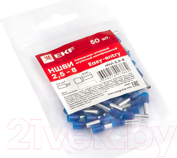 Изображение товара Наконечник-гильза для кабеля EKF PROxima NHVI-2.5-8 (50шт)