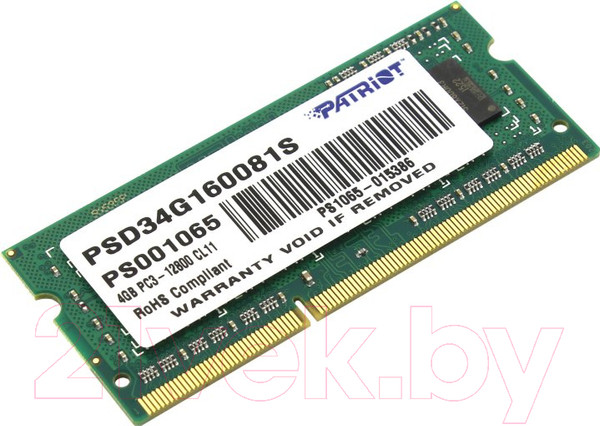 Изображение товара Оперативная память DDR3 Patriot PSD34G160081S