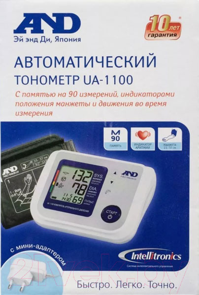 Изображение товара Тонометр A&D UA-1100 (с адаптером)