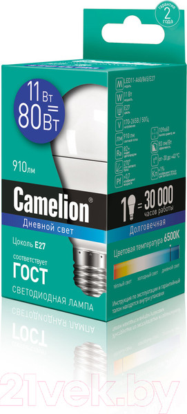 Изображение товара Лампа Camelion LED11-A60-865-E27 / 12651