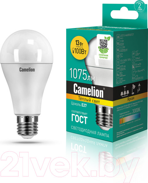 Изображение товара Лампа Camelion LED13-A60-830-E27 / 12045