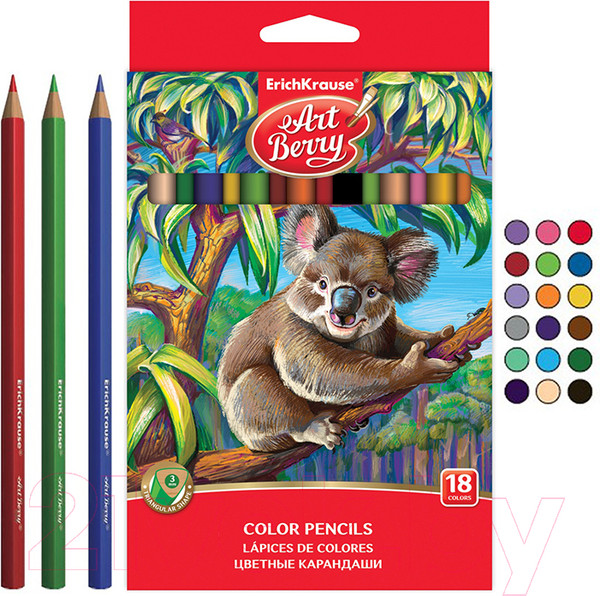 Изображение товара Набор цветных карандашей Erich Krause ArtBerry / 32881 (18шт)