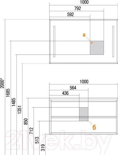 Изображение товара Тумба под умывальник Акватон Римини 100 (1A232801RN010)