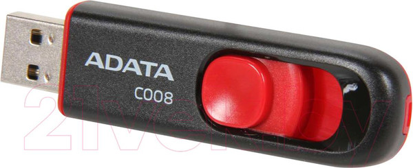Изображение товара USB flash накопитель A-data C008 Black-Red 16 Gb (AC008-16G-RKD)