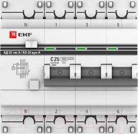 Изображение товара Дифференциальный автомат EKF PROxima АД-32 3P+N 40А/30мА / DA32-40-30-4P-pro