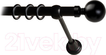 Изображение товара Карниз для штор Lm Decor Шар большой 059 1р гладкий 25мм (черный матовый, 4м)