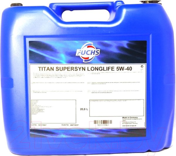 Изображение товара Моторное масло Fuchs Titan Supersyn Longlife 5W40 / 601236570 (20л)