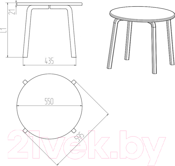Изображение товара Стол детский Millwood Круглый СК-1 (белый/береза)
