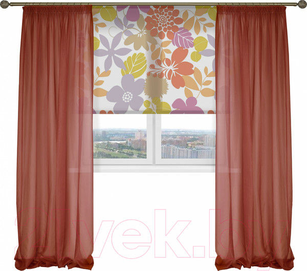 Изображение товара Гардины Delfa СТШ/Д-050 Voile/055 (200x250, бордовый)