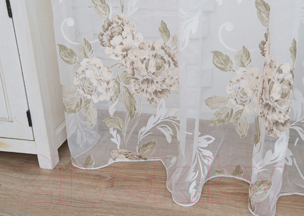 Изображение товара Гардина Delfa Flowers СТШ W2277/6440/7008 (400х250, зеленые цветы)