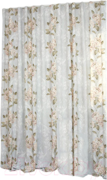 Изображение товара Гардина Delfa Flowers СТШ W2277/6440/7008 (600x250, зеленые цветы)