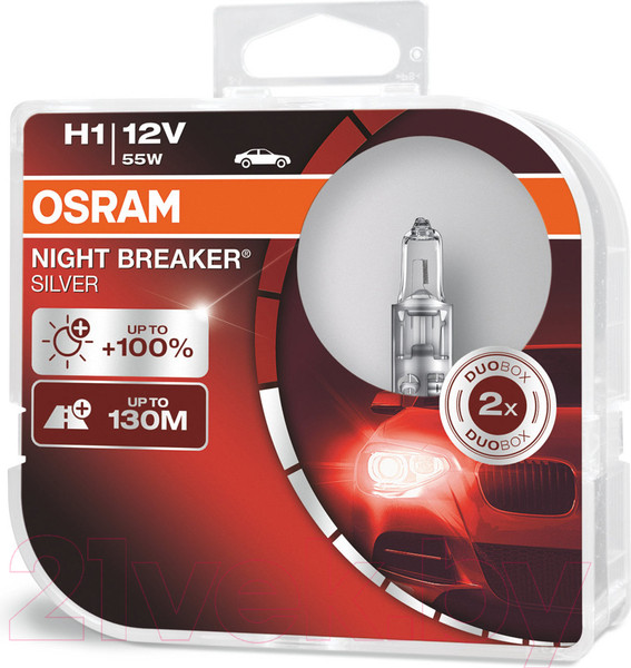 Изображение товара Комплект автомобильных ламп Osram H1 64150NBS-HCB