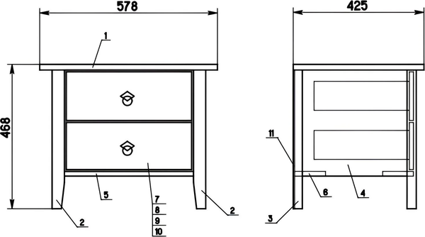 Изображение товара Прикроватная тумба Dipriz Боцен Д 7183-4.1 (белый воск укрывистый)