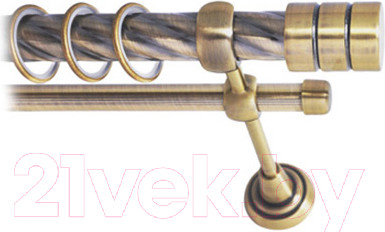 Изображение товара Карниз для штор Lm Decor Цилиндр 088 2р витой 25/16мм (антик, 1.6м)