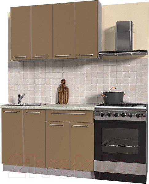 Изображение товара Кухонный гарнитур Интерлиния Мила Пластик 1.2 А (капучино глянец/опал светлый)