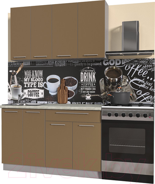 Изображение товара Кухонный гарнитур Интерлиния Мила Пластик 1.3 А (капучино глянец/опал светлый)