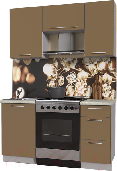 Изображение товара Кухонный гарнитур Интерлиния Мила Пластик 1.5 А (капучино глянец/опал светлый)