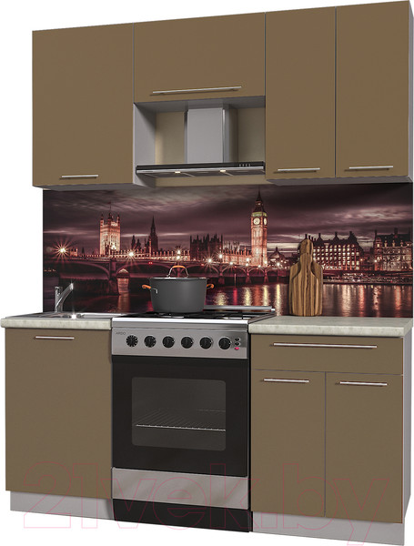 Изображение товара Кухонный гарнитур Интерлиния Мила Пластик 1.7 А (капучино глянец/опал светлый)