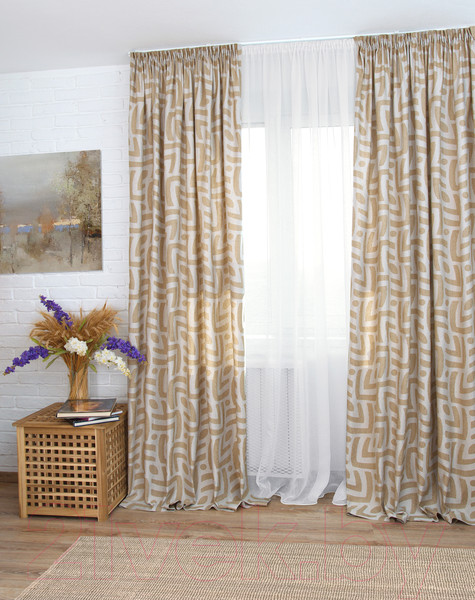 Изображение товара Комплект штор Delfa СШД-050 Insa/80 (160x250, светло-бежевый/vison)