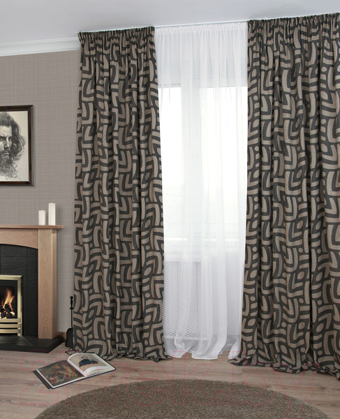 Изображение товара Комплект штор Delfa СШД-050 Insa/80 (160x250, черный/arena)