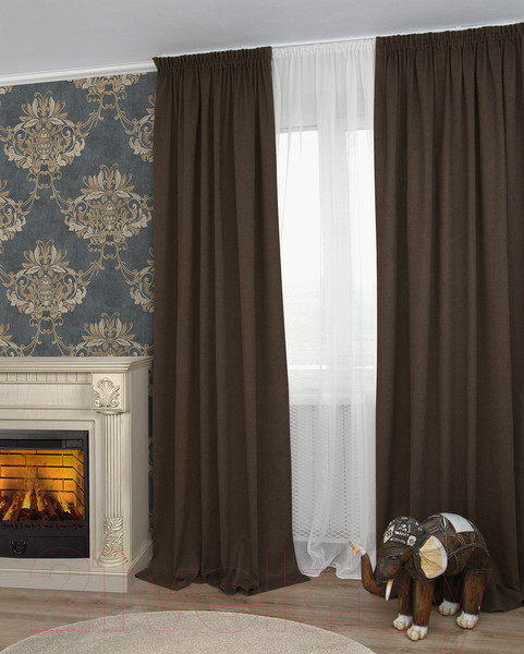 Изображение товара Комплект штор Delfa СШД-050 Icaro/86 (160x250, коричневый/marron)