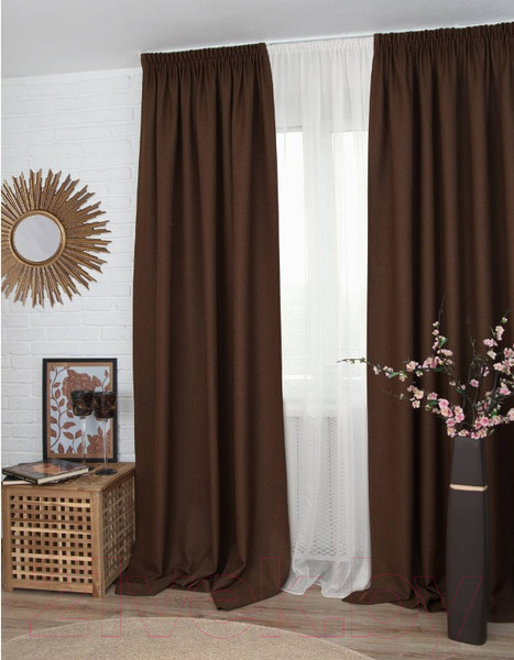 Изображение товара Комплект штор Delfa СШД-050 Naturel Blackout (160x270, шоколадный, А85822)