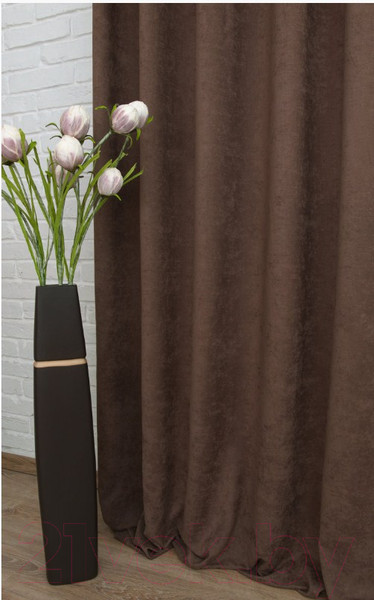 Изображение товара Комплект штор Delfa СШД-050 Flowers Shinil/106 (160x270, шоколад)