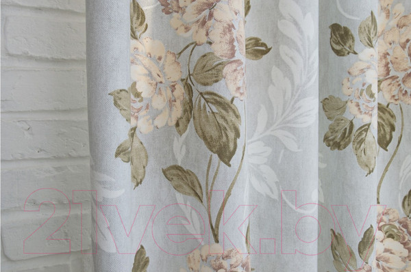 Изображение товара Комплект штор Delfa СШД-050 Flowers/20 (160x250, бежевые цветы)