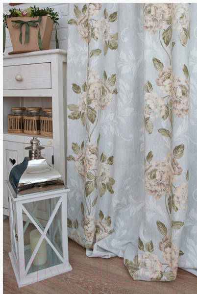 Изображение товара Комплект штор Delfa СШД-050 Flowers/20 (160x250, бежевые цветы)