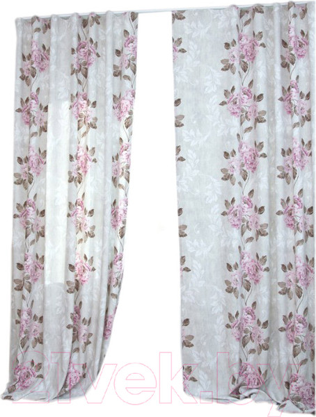 Изображение товара Комплект штор Delfa СШД-050 Flowers/16 (160x250, цикламен цветы)