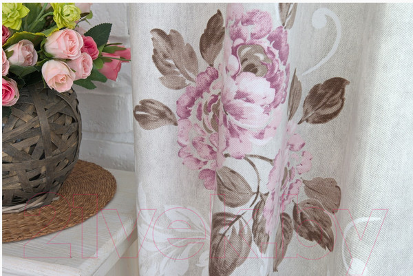 Изображение товара Комплект штор Delfa СШД-050 Flowers/16 (160x250, цикламен цветы)