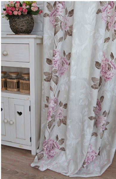 Изображение товара Комплект штор Delfa СШД-050 Flowers/16 (160x250, цикламен цветы)