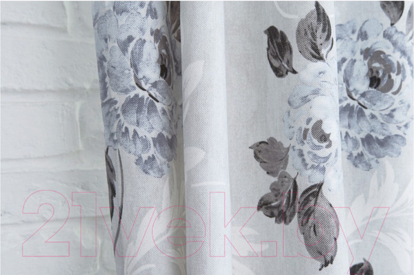 Изображение товара Комплект штор Delfa СШД-050 Flowers/21 (160x250, серые цветы)