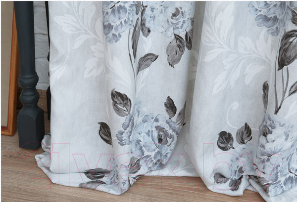 Изображение товара Комплект штор Delfa СШД-050 Flowers/21 (160x270, серые цветы)