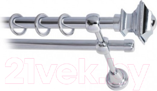 Изображение товара Карниз для штор Lm Decor Верди 030 2р гладкий 25/16мм (хром, 3.6м)