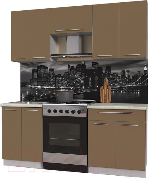 Изображение товара Кухонный гарнитур Интерлиния Мила Пластик 1.9 А (капучино глянец/опал светлый)