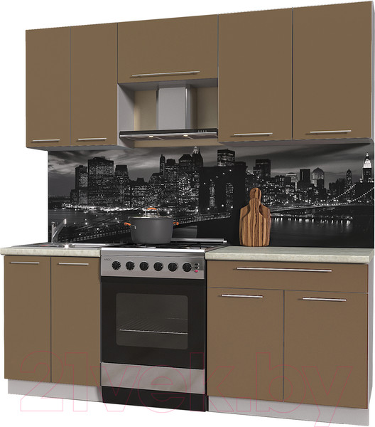 Изображение товара Кухонный гарнитур Интерлиния Мила Пластик 2.0 А (капучино глянец/опал светлый)