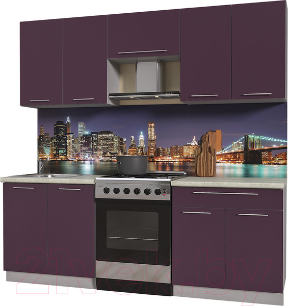 Изображение товара Кухонный гарнитур Интерлиния Мила Пластик 2.2 А (слива глянец/опал светлый)