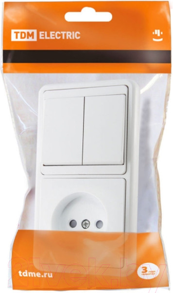 Изображение товара Блок выключатель+розетка TDM SQ1813-0005