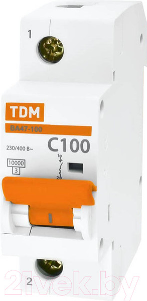 Изображение товара Выключатель автоматический TDM ВА 47-100 1Р 100А (C) 10кА / SQ0207-0055