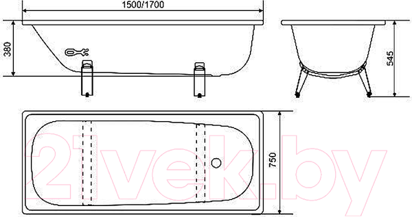 Изображение товара Ванна стальная White Wave Classic 150x75