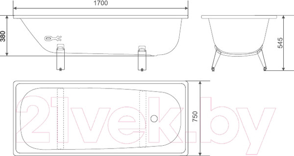 Изображение товара Ванна стальная White Wave Classic 170x75