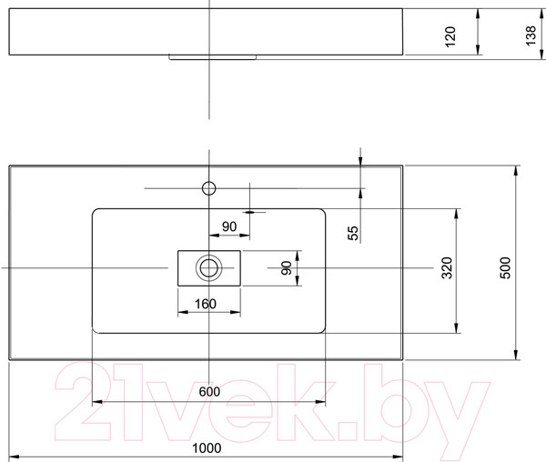 Изображение товара Умывальник Акватон Ричмонд 1000 (1A70603KRD010)
