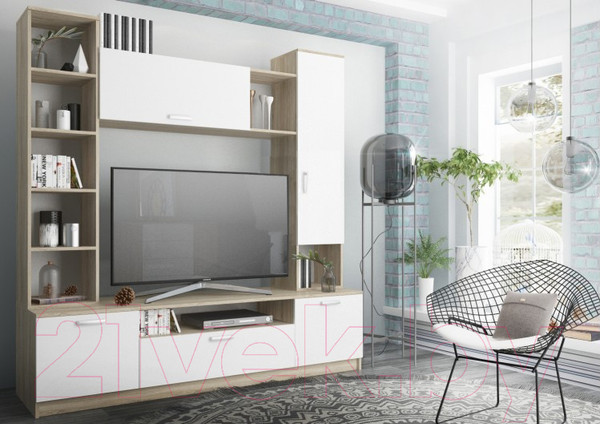 Изображение товара Стенка ДСВ Софи №4 СЦС 1900.1 (сонома/белый глянец)