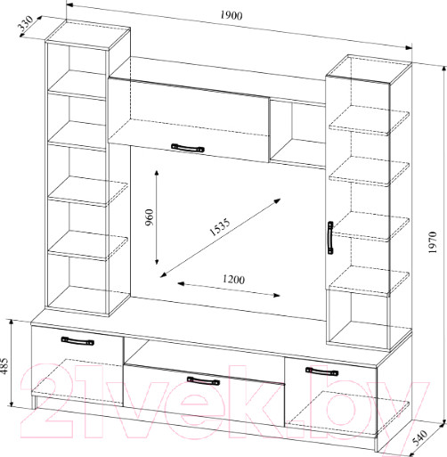 Изображение товара Стенка ДСВ Софи №4 СЦС 1900.1 (сонома/белый глянец)