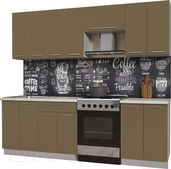 Изображение товара Кухонный гарнитур Интерлиния Мила Пластик 2.4 А (капучино глянец/опал светлый)