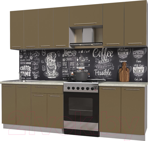 Изображение товара Кухонный гарнитур Интерлиния Мила Пластик 2.5 А (капучино глянец/опал светлый)