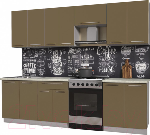 Изображение товара Кухонный гарнитур Интерлиния Мила Пластик 2.6 А (капучино глянец/опал светлый)