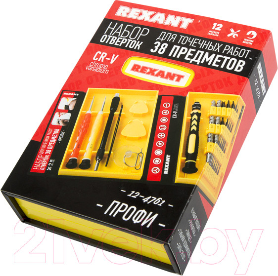 Изображение товара Набор отверток Rexant Профи 12-4761 (38 предметов)